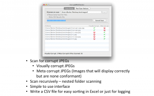 Corrupt JPEG Checker - Scan Setup Screen
